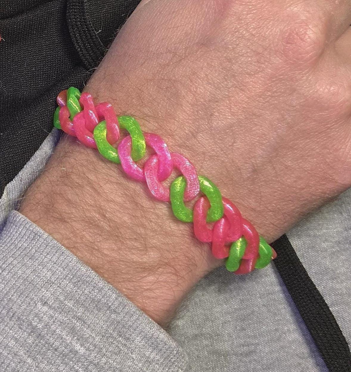 3D Printed Cuban Chain Bracelet – Colorful, Customizable, Durable & Stylish
