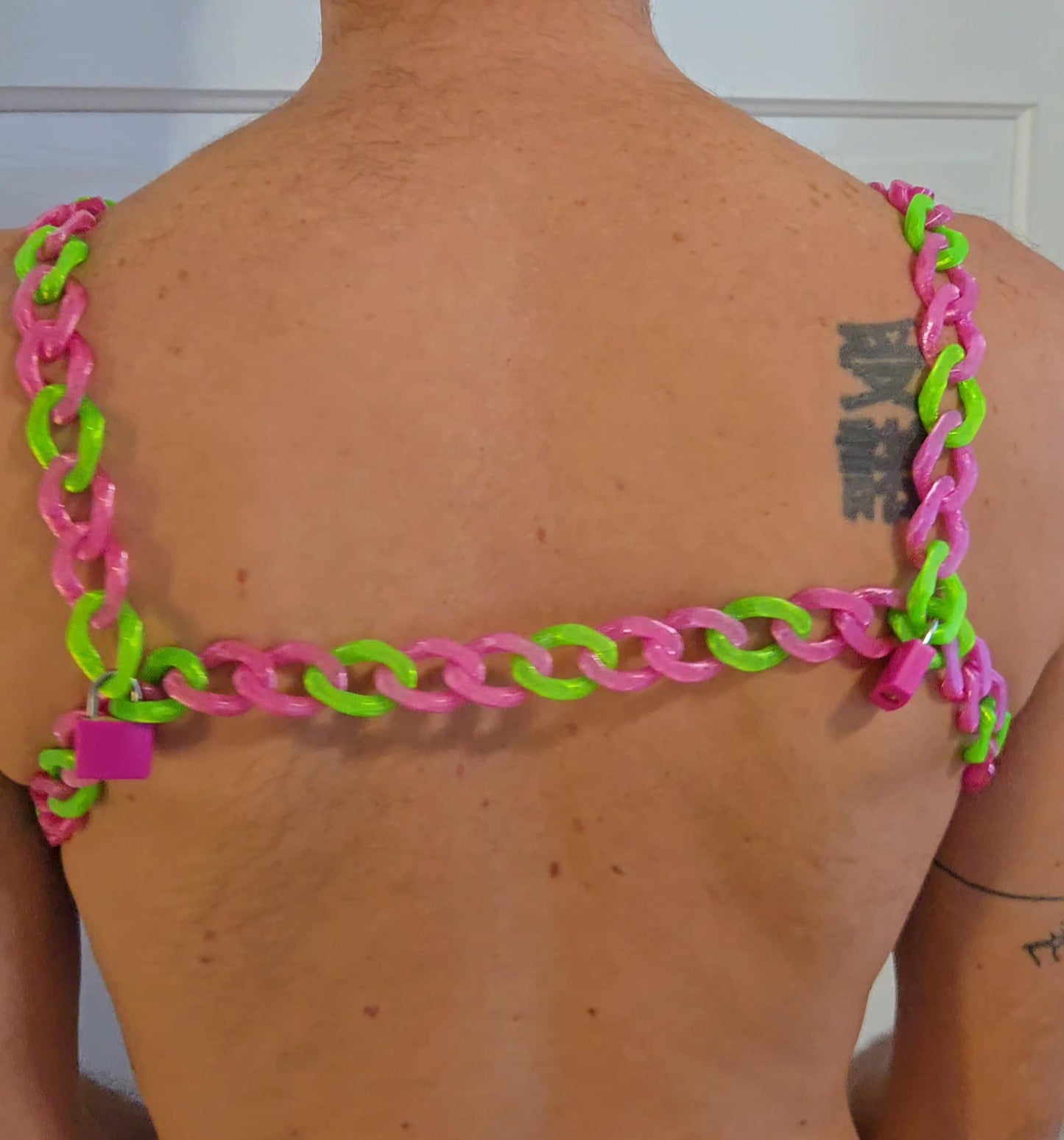 3D Printed Cuban Chain Harness with Matching Padlocks