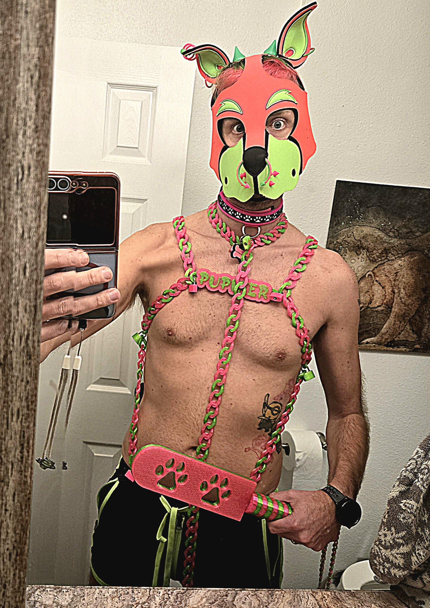 3D Printed Cuban Chain Harness with Matching Padlocks